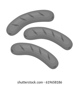 Grilled sausages. Cold bar food with beer. Pub single icon in monochrome style vector symbol stock illustration.