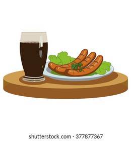 Grilled sausages and dark beer