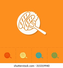 Grilled Sausages on Plate. Oktoberfest Beer Festival. Flat design style. Vector