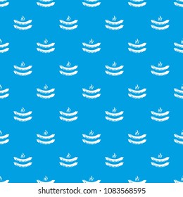 Grilled sausages pattern vector seamless blue repeat for any use