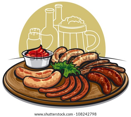 grilled sausages with sauce
