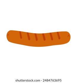 Grilled sausages with strips of fry in trendy shades. Street or fast food icon design concept idea