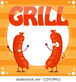 grilled sausages, vector illustration