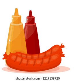 grilled sausages, vector illustration