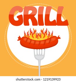 grilled sausages, vector illustration