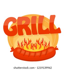 grilled sausages, vector illustration