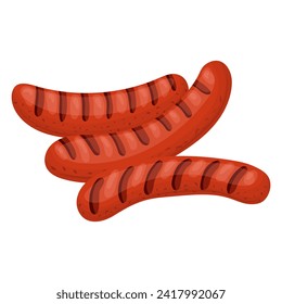 Grilled sausages. Vector illustration on a white background