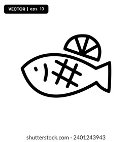 grilled sea fish icon, food icon. vector eps 10