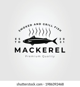 grilled seafood mackerel fish logo vector illustration design