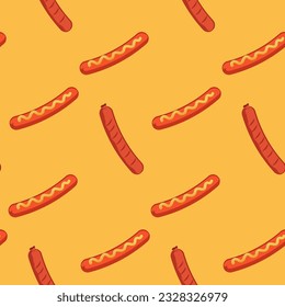 Grilled seamless sausage and mustard pattern