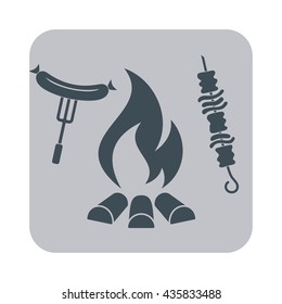 Grilled shashlik kebab icon. Vector illustration