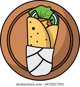 Grilled Shawarma vector color icon design, Pan-Asian cuisine symbol, Most Popular Dishes Sign,Casual eats stock illustration, chawarma or shaurma Concept