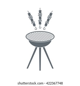 Grilled shish kebab icon. Vector illustration