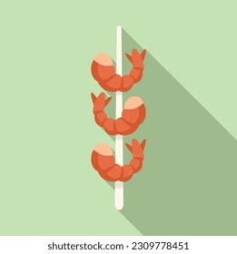 Grilled shrimp icon flat vector. Bbq food. Steak dinner