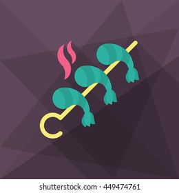Grilled shrimp icon, Vector flat long shadow design. EPS10