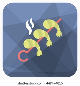 Grilled shrimp icon, Vector flat long shadow design. EPS10