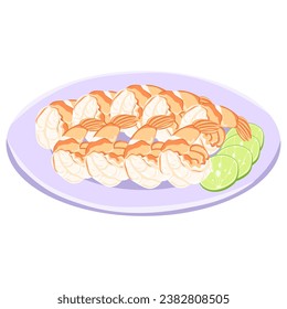 gambas a la parrilla con fondo blanco
