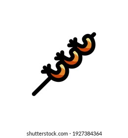 Grilled Shrimp Skewer Seafood Foods Icon Logo Vector Illustration. Outline Style
