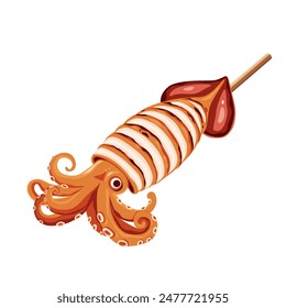 grilled squid isolated on white backhround.Vector eps 10. perfect for wallpaper or design elements