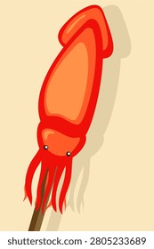 Grilled Squid on a Stick Illustration