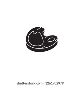 Grilled steak black vector concept icon. Grilled steak flat illustration, sign