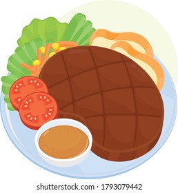 Grilled Steak with Bread and Sauce