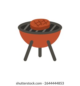 Grilled Steak Cartoon Flat Vector Illustration
