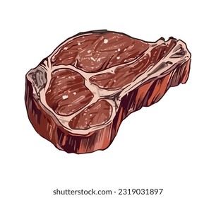 Grilled steak fresh and juicy icon isolated