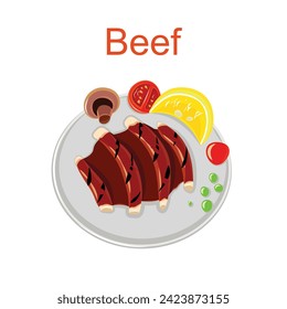 Carne a la parrilla con frutas y verduras 