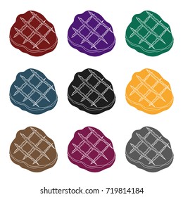 Grilled steak icon in black style isolated on white background. Meats symbol stock vector illustration
