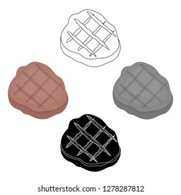 Grilled steak icon in cartoon style isolated on white background. Meats symbol stock vector illustration