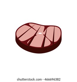 Grilled steak icon in flat style isolated on white background. Food symbol