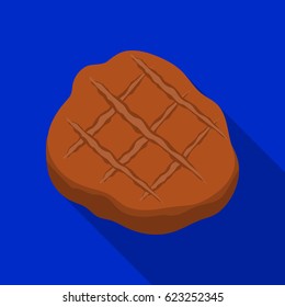 Grilled steak icon in flat style isolated on white background. Meats symbol stock vector illustration