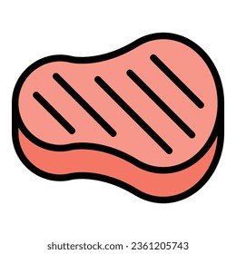 Grilled steak icon outline vector. Fresh sausage. Meat pork color flat