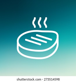 Grilled steak icon thin line for web and mobile, modern minimalistic flat design. Vector white icon on gradient mesh background.
