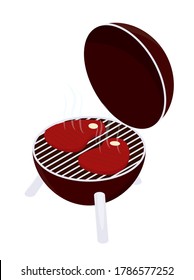 grilled steak. isometric barbecue isolated on white background. barbecue vector illustration. summer picnic concept