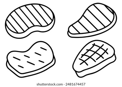 grilled steak Line Art Refined Minimalist and Modern Collection
