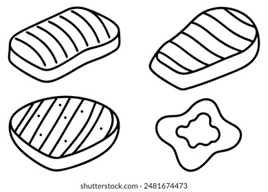 grilled steak Line Art Simple Elegant and Artistic Designs