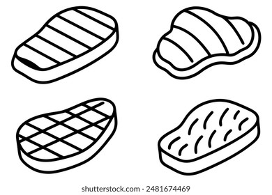 grilled steak Line Art Stylish Elegant and Clean Illustrations