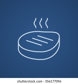Icono de la línea de filete a la parrilla para web, móvil e infografía. Icono azul claro del vector aislado en fondo azul.
