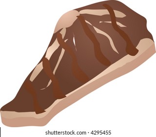Grilled steak, meat dish 3d isometric illustration