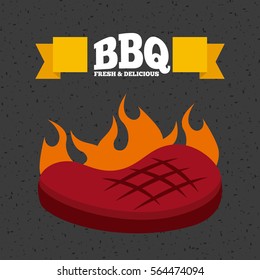 grilled steak of meat over gray background. delicious barbecue concept. colorful design. vector illustration