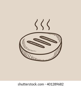 Grilled steak sketch icon.