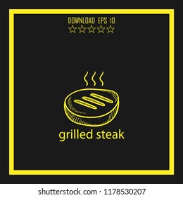 grilled steak sketch vector icon