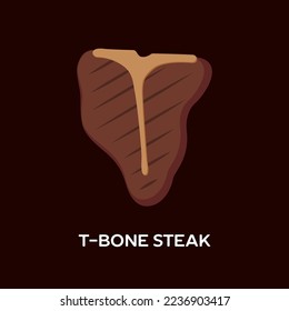 Grilled Grilled Steak and T-shaped bone. T-bone Steak logo or label template 