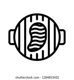 Grilled steak vector, Barbecue related line design editable stroke icon