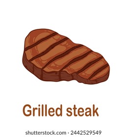 Grilled steak. Vector illustration. Isolated object on white.