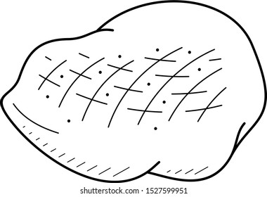 Grilled steak. Vector outline icon.