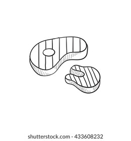 Grilled steak vector sketch icon isolated on background. Hand drawn Grilled steak icon. Grilled steak sketch icon for infographic, website or app.