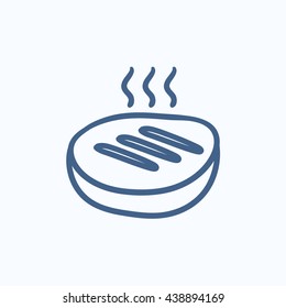 Icono de boceto vectorial de filete a la parrilla aislado en el fondo. Icono de filete a la parrilla dibujado a mano. Icono de boceto a la parrilla para infografía, sitio web o aplicación.